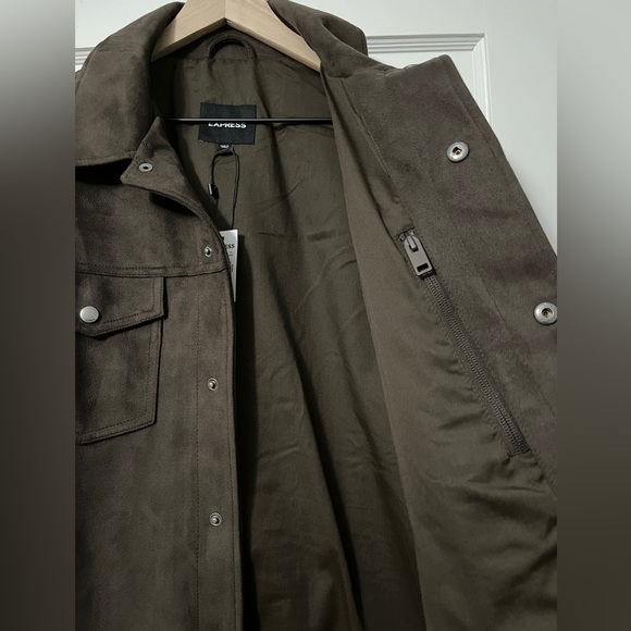 🔸Express Trucker Jacket, Brown Faux Suede, Size: L - Picture 3 of 5